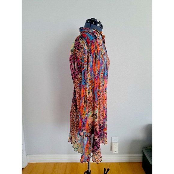 Rossi Roma Long sleeve button up crinkle blouse + Tank Twin Set Size Large - Picture 4 of 15